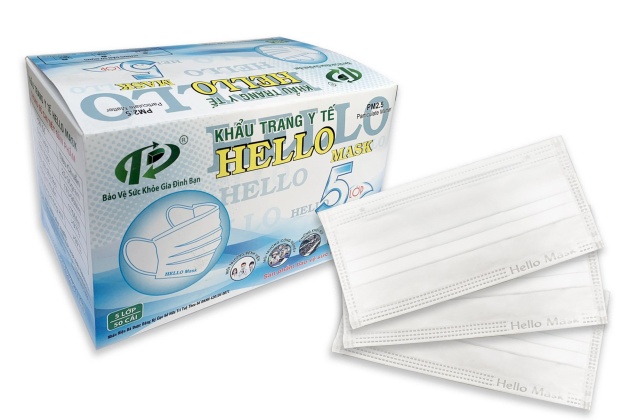 KHẨU TRANG Y TẾ HELLO MASK - MÀU TRẮNG (5 LỚP - 50 CÁI/HỘP )